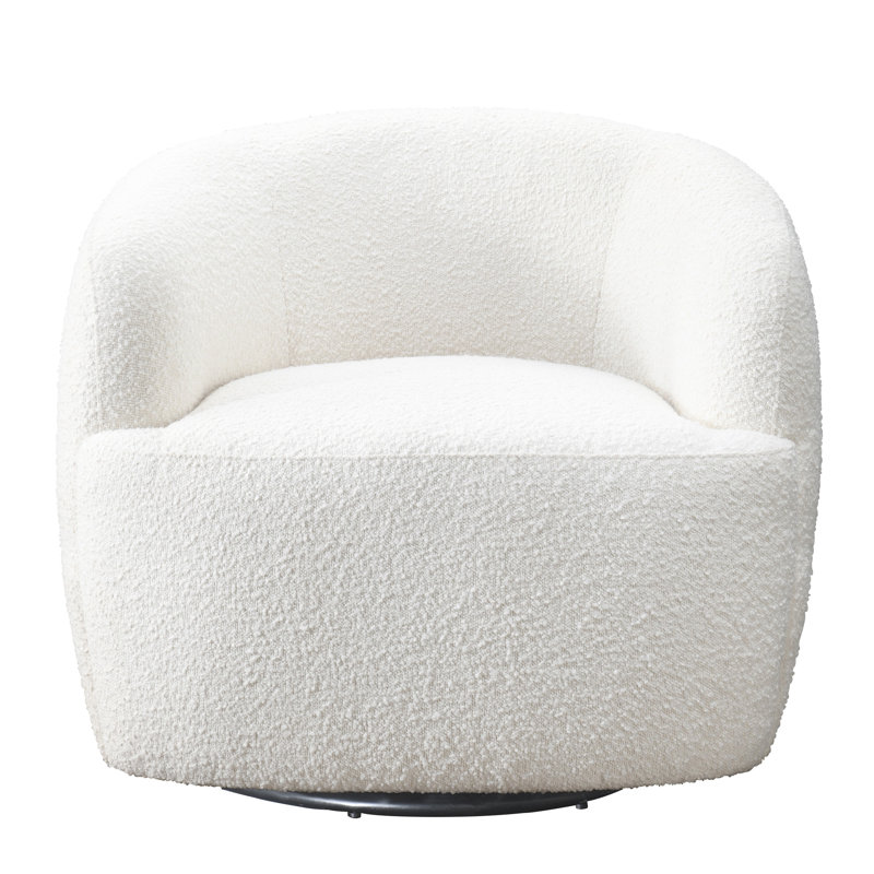 Fauteuil demi-tonneau pivotant rembourré l 32 po Lechlade, Crème Boucle