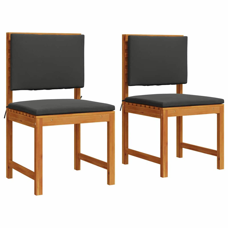 Ensemble de 2 chaises de jardin avec coussins d'extérieur brun