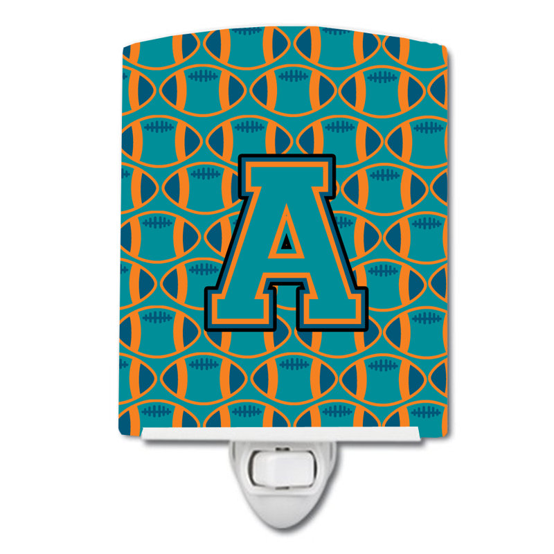Veilleuse football en céramique, Aqua / orange / bleu, A