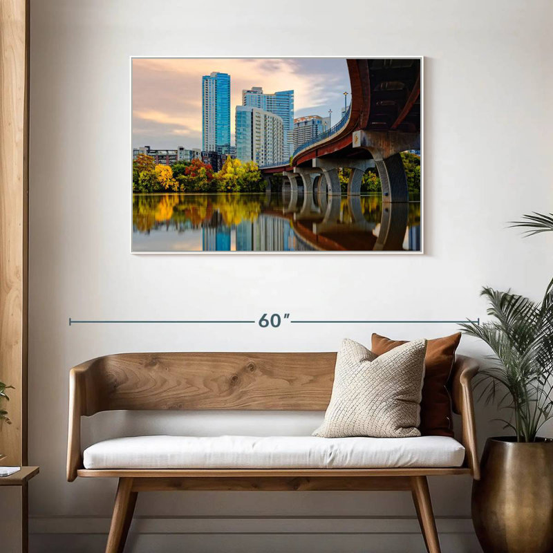 Austin Urban Cityscape, Floating Frame White, 43" X 29"