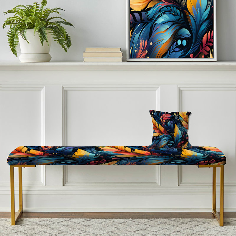 Artistic Gypsy Boho Pattern - Boho Upholstered Gold Bench