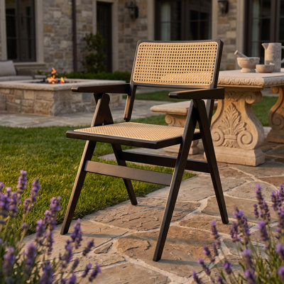 Fauteuil pliant en bambou noir, chaise d'appoint pliable en imitation rotin tissé, chaise de patio pour l'intérieur et l'extérieur