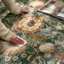 Tapis floral beige antidérapant doux et lavable pour le salon et la chambre à coucher-286481633-286357542