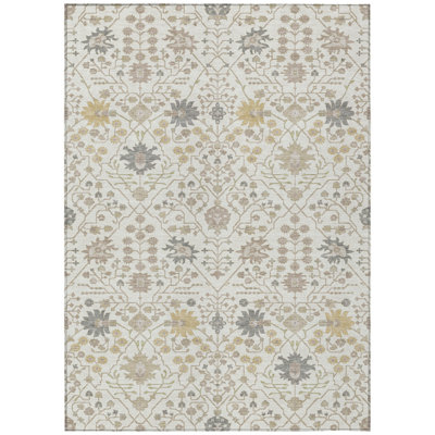 Elara Ivory Washable Indoor-Outdoor Rug - 