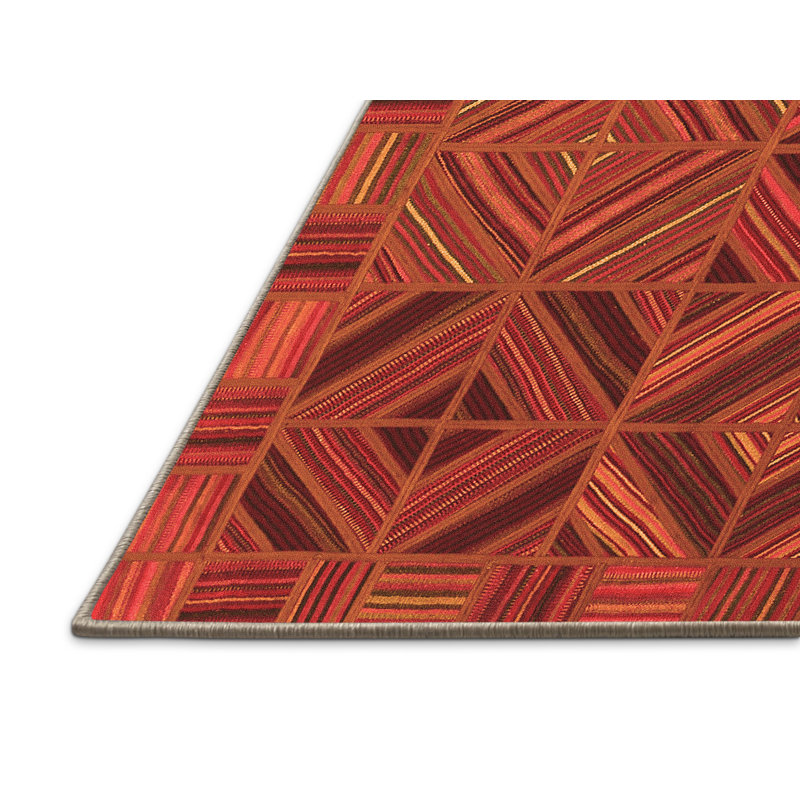 Tapis géométrique rectangulaire tissé à la machine 6 pi x 9 pi orange / noir