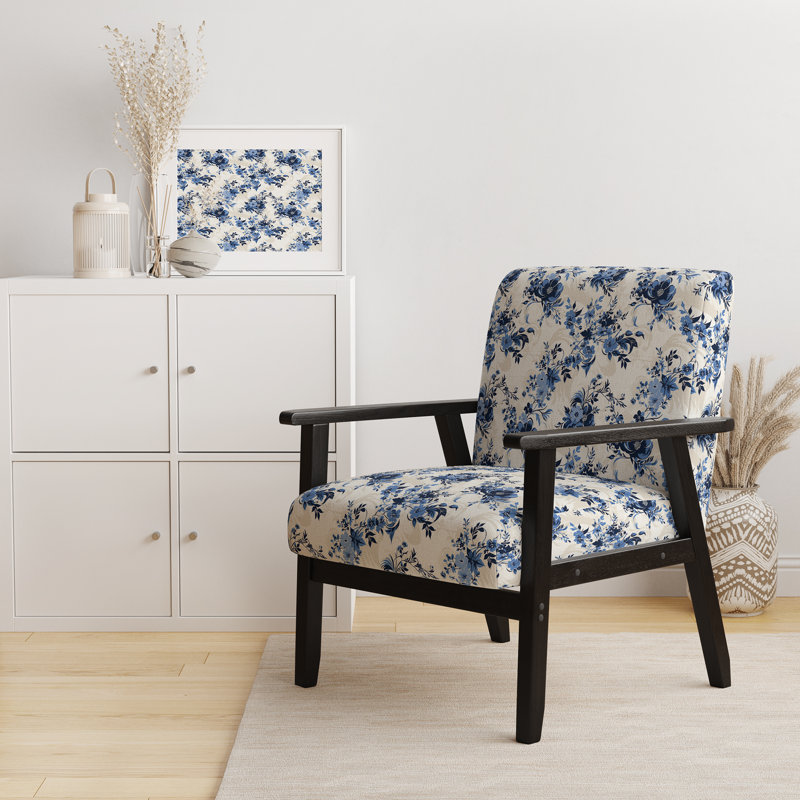 Chaise d'appoint florale Cobalt, Cobalt bleu Cameo Silhouettes II victorien 