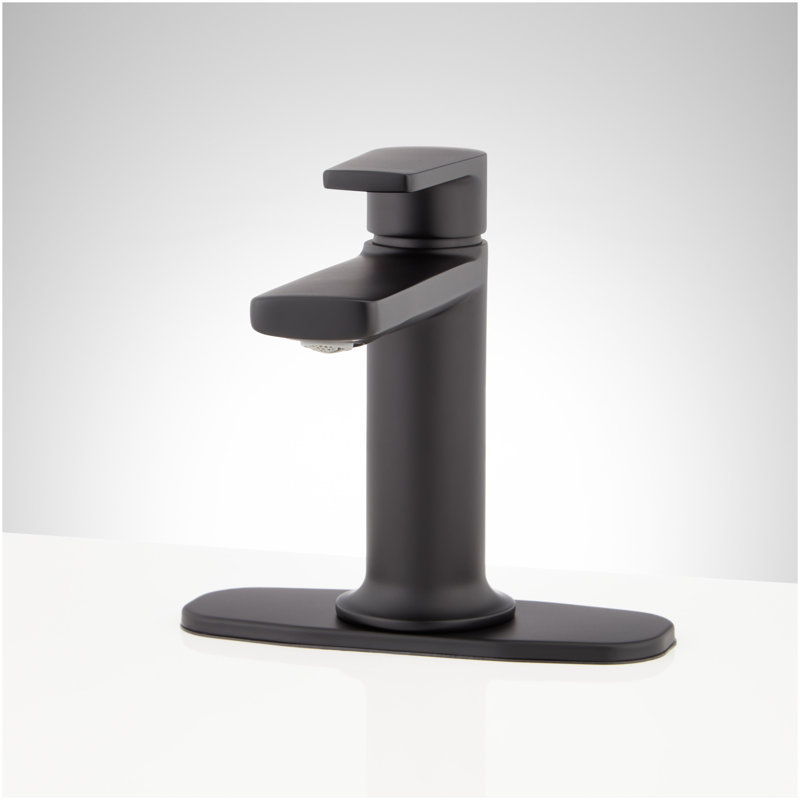 Berwyn Single-Hole Bathroom Faucet with Deck Plate - Matte Black, Matte Black