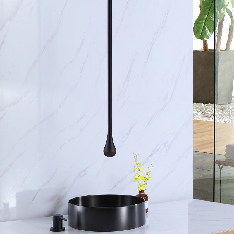 Robinet de salle de bain monocommande en laiton massif à fixation au plafond, Noir mat