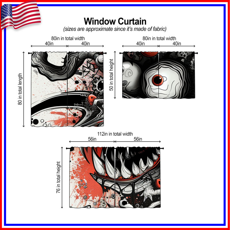 Rideaux de fenêtre monstre avec rideaux obscurcissant et obscurcissant - 2 panneaux, 40in x 50in - 2 panels, Transparent