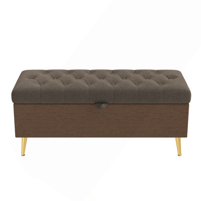 Modern Storage Bench Upholstered Bedroom Bench Entryway Storage Tufted Bench for Living Room, Bedroom and Entryway, Coffee