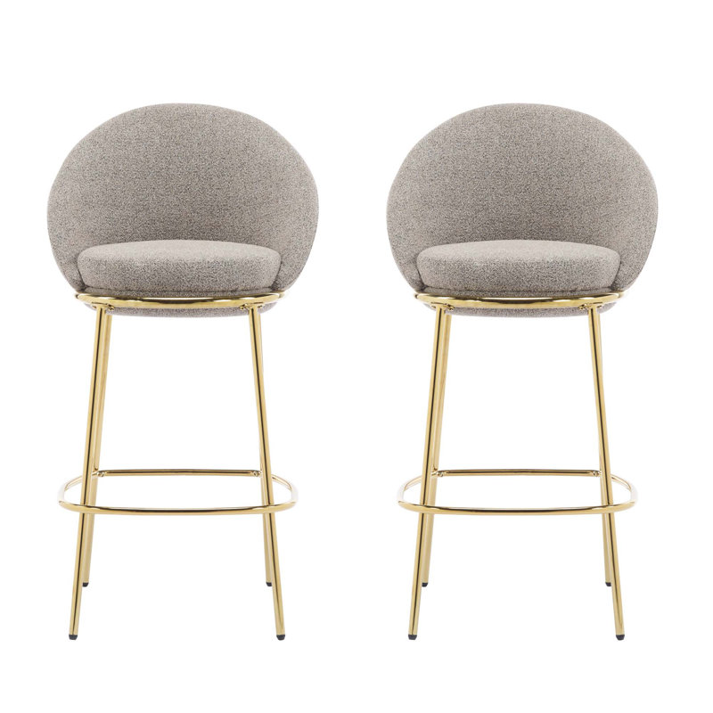 Ensemble de 2 tabourets d'intérieur revêtus de métal plaqué or, Beige