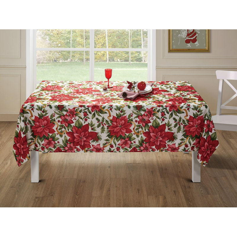 Nappe de fêtes poinsettia Elraine, L 104 po x l 60 po