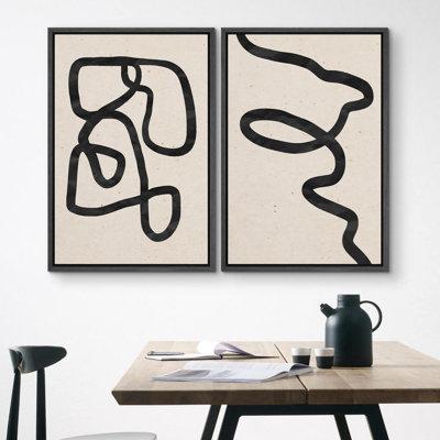 Ensemble de formes géométriques abstraites, art abstrait, collage, formes modernes, art mural Boho Zen nordique