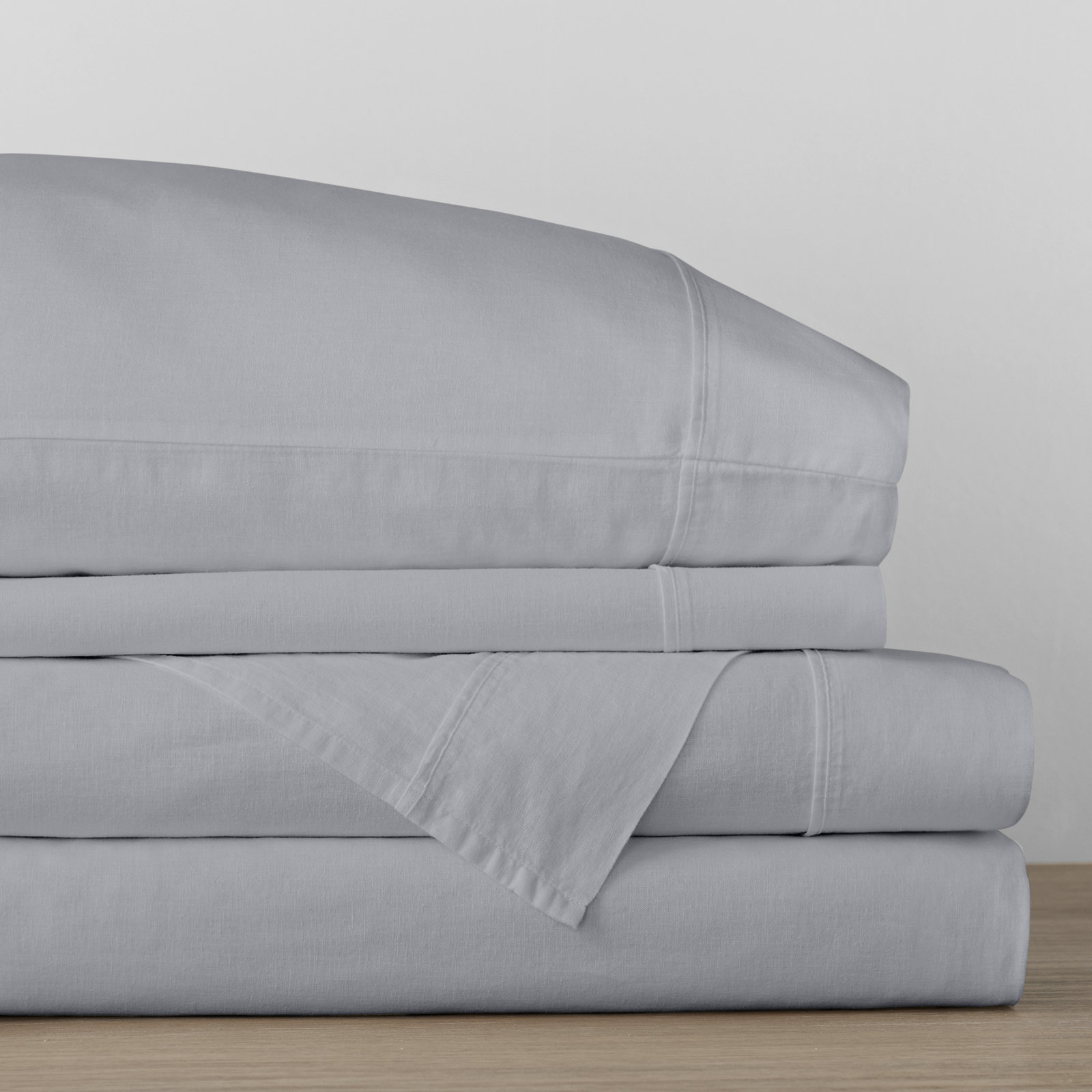 Jeffen Linen Blend Sheet Set, Full Sheet Set + 1 Fitted Sheet + 2 Pillowcases, Stormy Blue