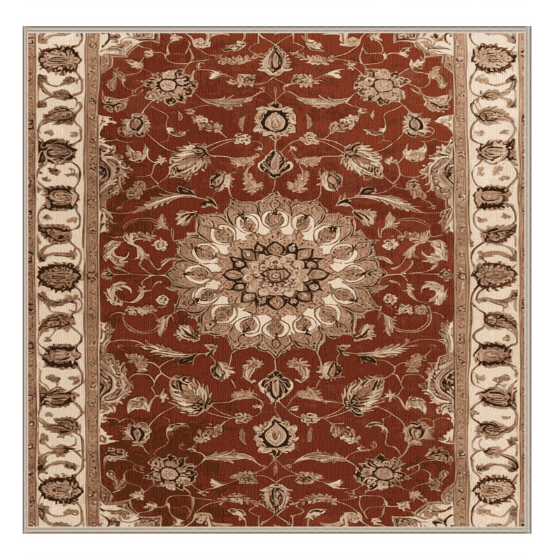 Tapis brun lavable à la machine, Carré 7 pi