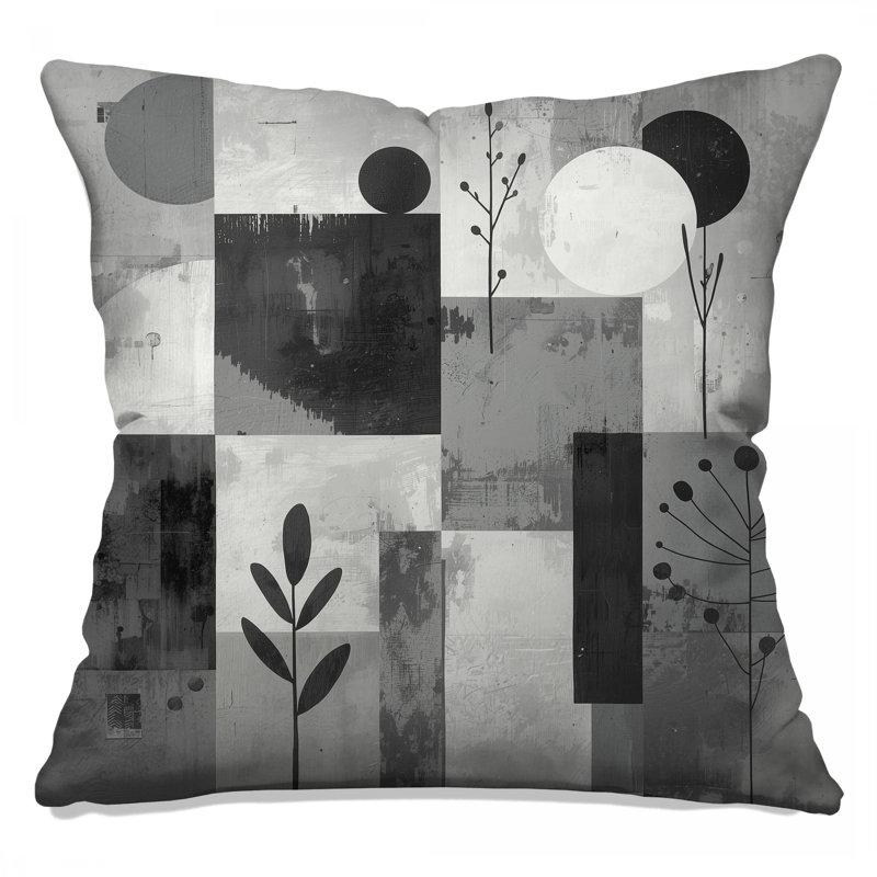 Coussins géométriques à motif abstrait botanique, 14 X 14 pouces