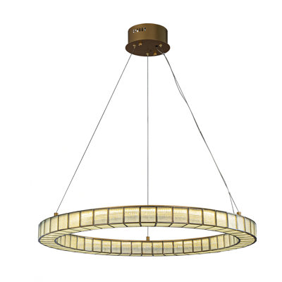  32'' Modern Unique/Statement Halo Round Art Glass Integrated Led Chandelier Brass Art Deco Led Ceiling Light For Dining Room Living Room
