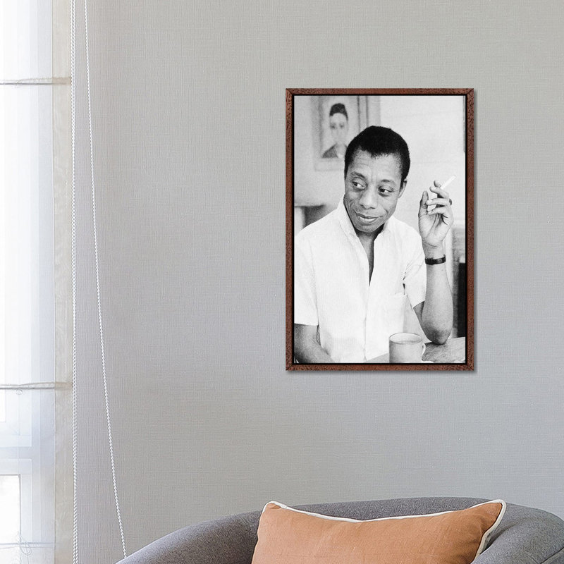 James Baldwin (1924-1987) - Print on Canvas, 66.04 cm H x 45.72 cm W, Classic Brown Wood Framed Canvas