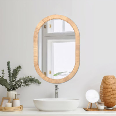 20"x30" Boho Rattan Oval Wall Mirror