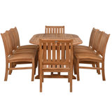 9 Piece Teak Wood Outdoor Patio Dining Set Including Oval Extension Table With 8 Abaco Side Chairs