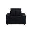 Canapé simple en velours côtelé vert avec un coussin, deux coussins décoratifs, un repose-pieds et deux espaces de rangement-1097002348