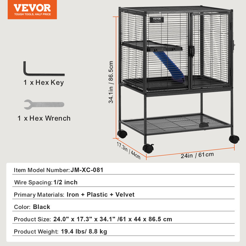 Cage à furet Gladyce, Moyen (H 34 po x l 24 po x P 17 po)