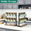 Porte-arbre industriel avec base de rangement et support à 16 tasses pour la cuisine, le café et la maison