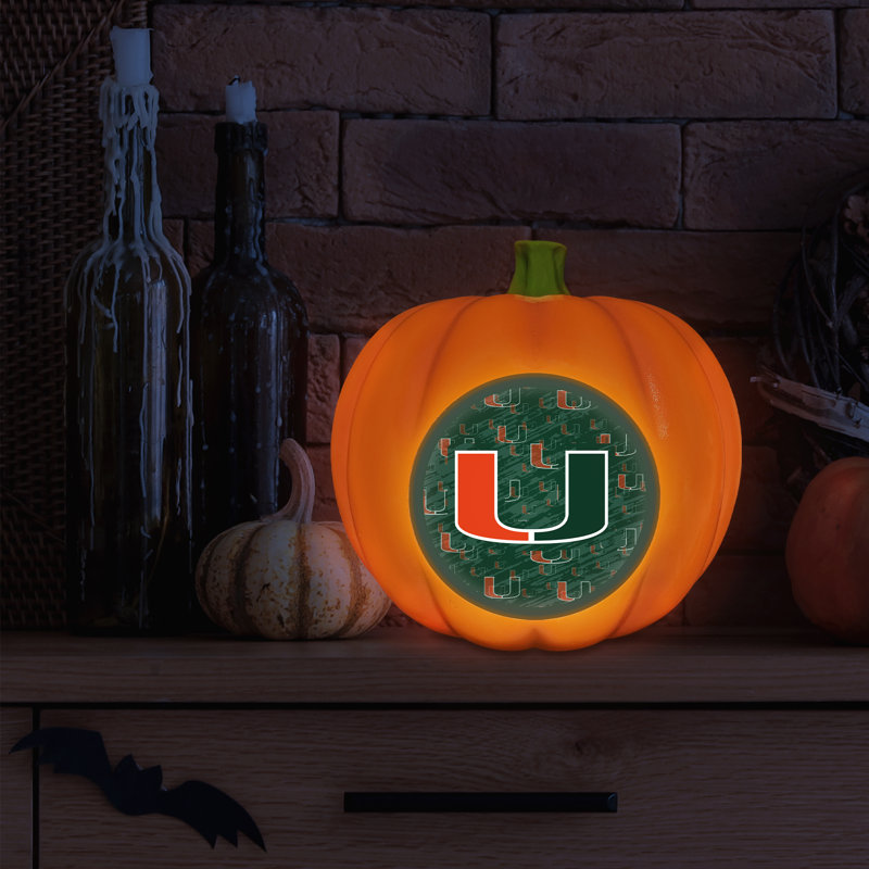 NCAA Miami Hurricanes - Logo 3D citrouille en résine décorative | 10 po