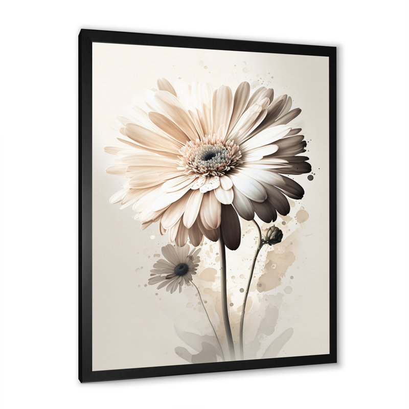 «White Gerbera Flowers IV», reproduction sur toile, Impression noire sur toile encadrée, L 30 po x H 40 po