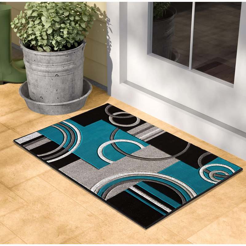 GLORYRUGS Modern Soft Hand-Carved AreaRug withFluffyTexture for IndoorLiving Room (Turquoise), Rectangle 2'11.4" x 1'11.6"