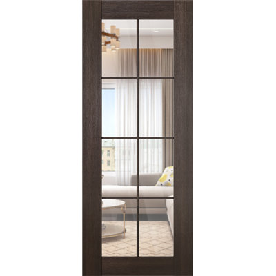 Avon 8 Lite 18 In.X 96 In.  Clear Glass Manufactured Wood Solid Core Standard Interior Door Slab