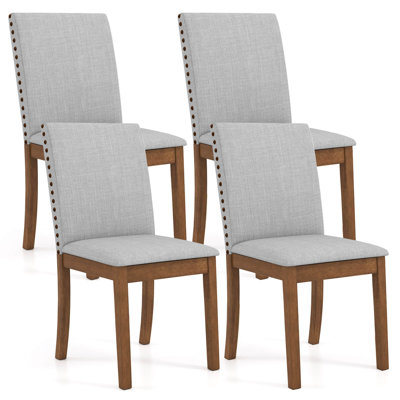 Upholstered Dining Chairs with Nailhead Trim Rubber Wood Legs Padded Seat
