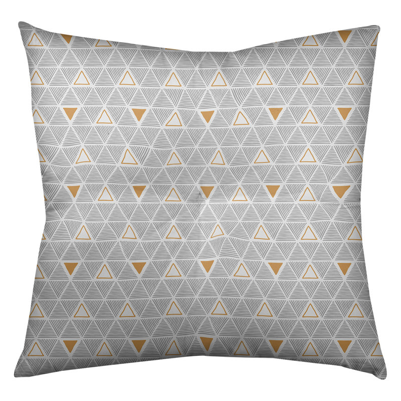 Coussin de sol classique à motif de triangles dessinés à la main, 26 po x 26 po, Accent orange