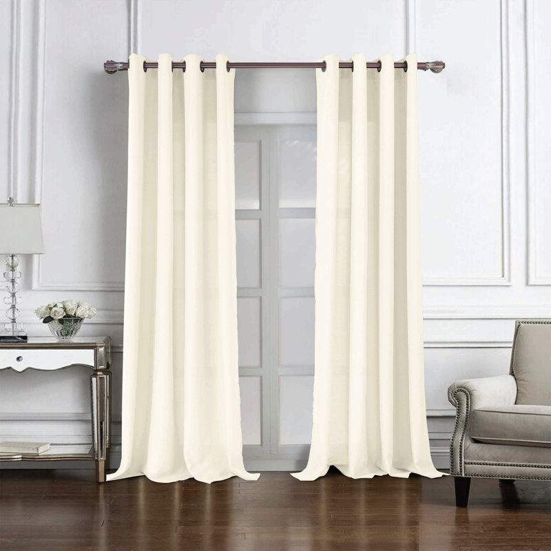 Cole Textured Semi Sheer Window Curtain Panel, Ivory, 54" W x 90" L