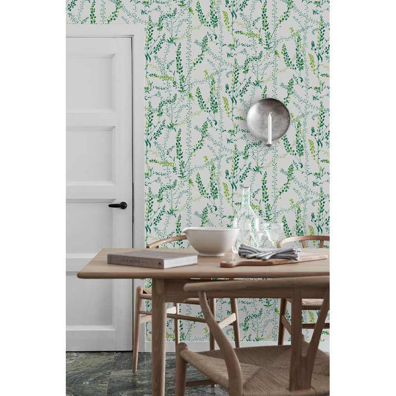 Boråstapeter Bladranker Wallpaper, Green/White