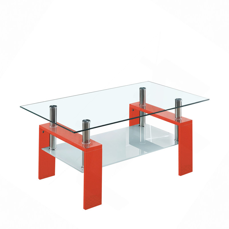 Artisan Rectangle Coffee Table, Double Layer Lower Shelf Storage For Living Spaces