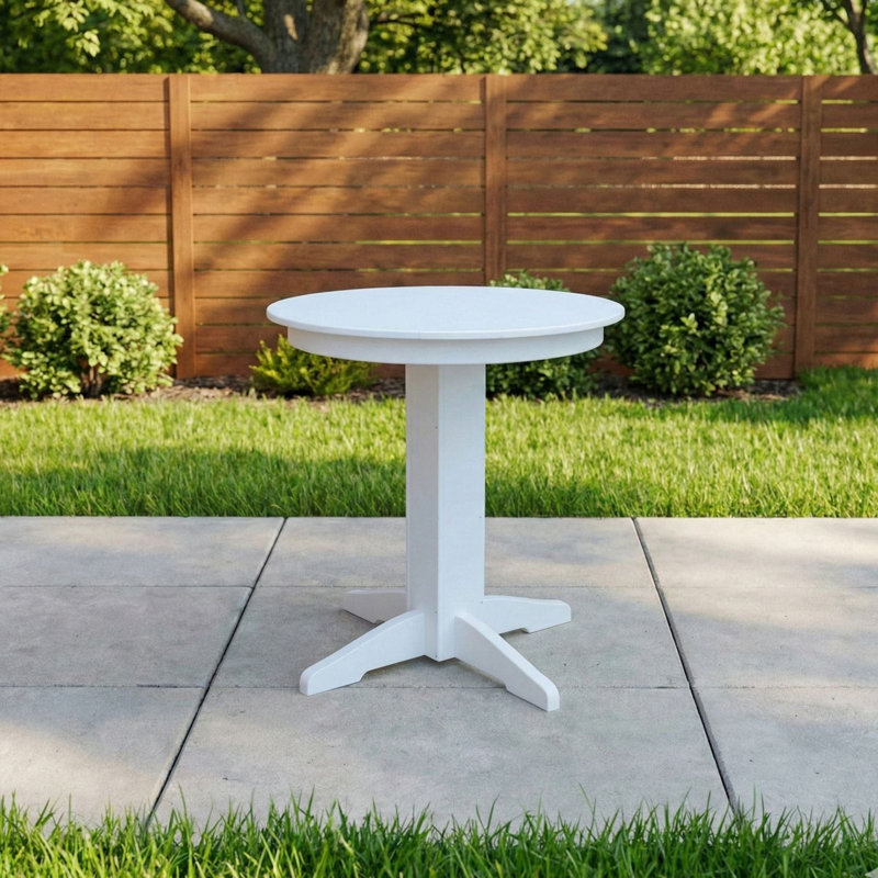  Table de comptoir ronde en poly composite, 33 po, noir, 44, Blanc brillant