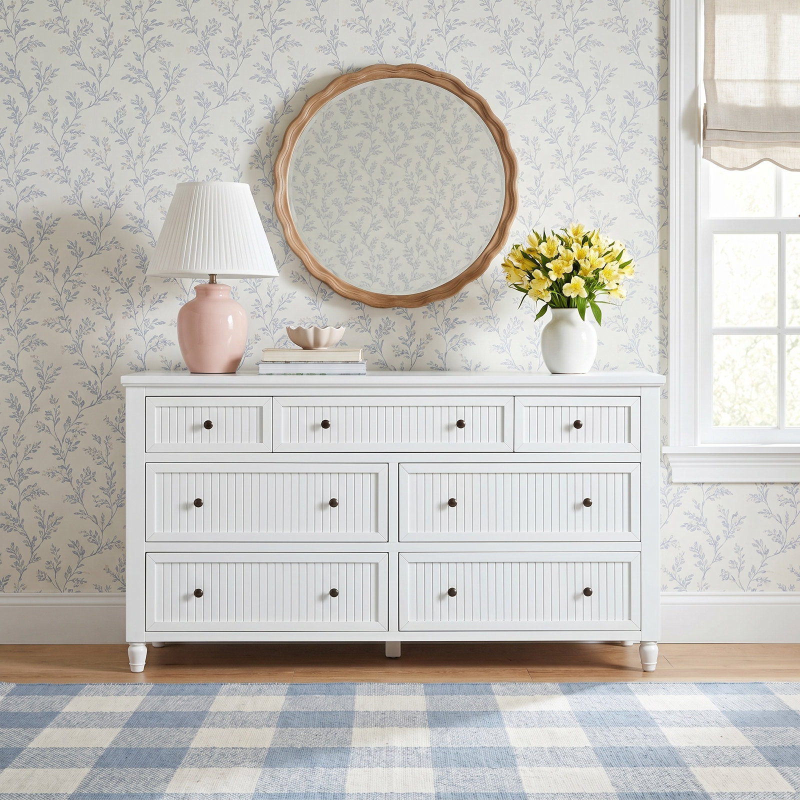 Pearce 67" Acacia Double Dresser, White