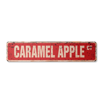 Caramel Apple Street Sign Heavy Duty Plastic 4" X 18"