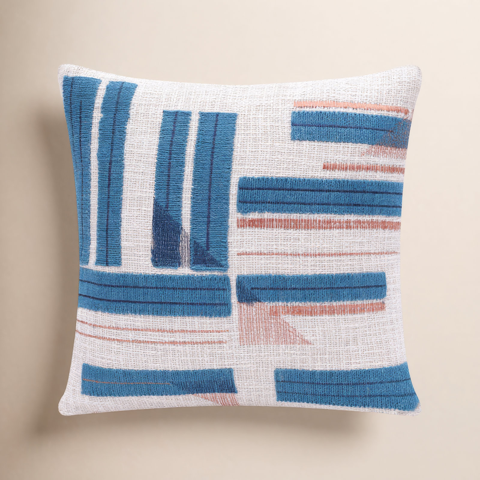 Malachy 20" Cotton Throw Pillow, Blue, Down
