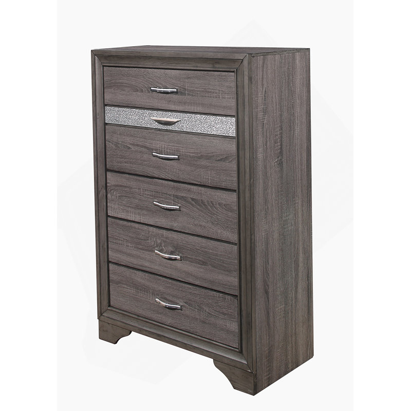 Commode verticale en bois manufacturé avec 5 tiroirs