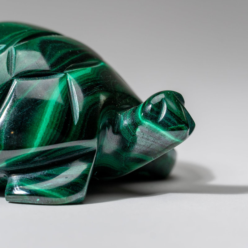 Genuine Polished Malachite Turtle Carving (335 grams)
