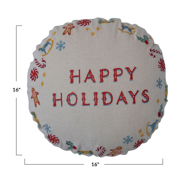  Cotton Throw Circular Pillow Cover & Insert