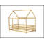 Lit simple en bois avec structure de toit, garde-corps de sécurité, gris-965788083-965788085