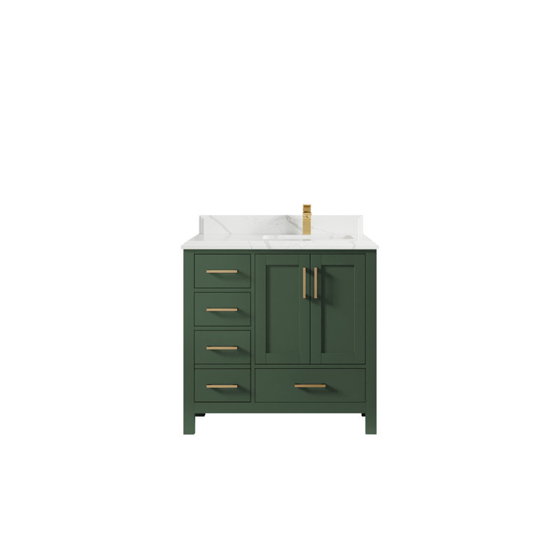 Ensemble de meuble-lavabo simple 36 po Malibu, Quartz Calacatta Laza