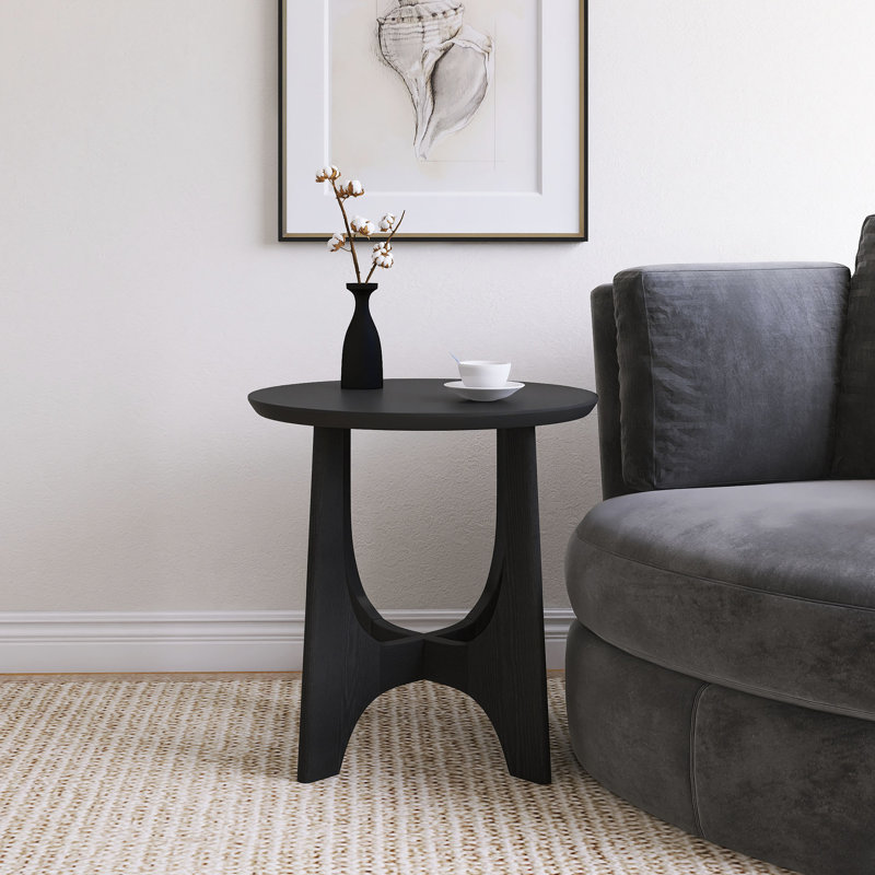 Table basse noire en bois, H 24 po x l 25,20 po x P 25,20 po