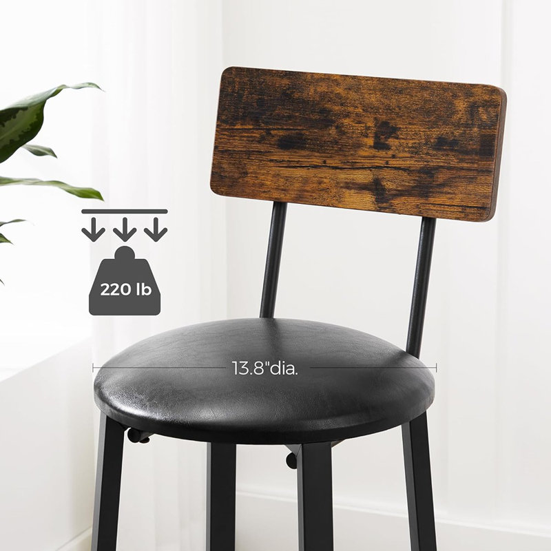 Rustic Brown 24.4" Counter Height Wood and Metal Bar Stools