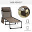Siège de patio, lit de bronzage portatif avec dossier réglable. Lit de camp pliant, coussin amovible, brun pour le jardin, lit de plage, coussin et pliable,
