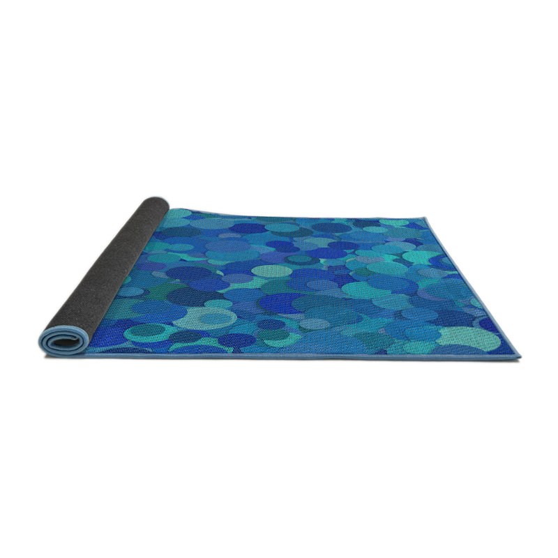 Tapis géométrique bleu / turquoise, Carré 7 pi