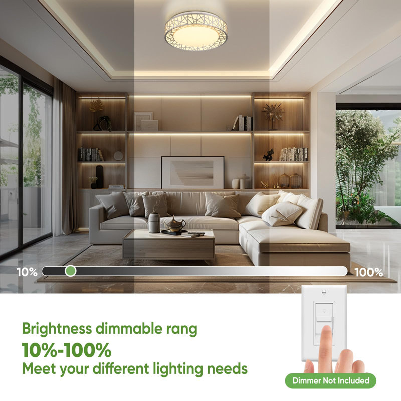 12 Inch Flush Mount Ceiling Light, Modern Brushed Nickel LED Ceiling Light Fixture, 20W 1400LM 2700-6500K Adjustable, Dimmable Ceiling Lights